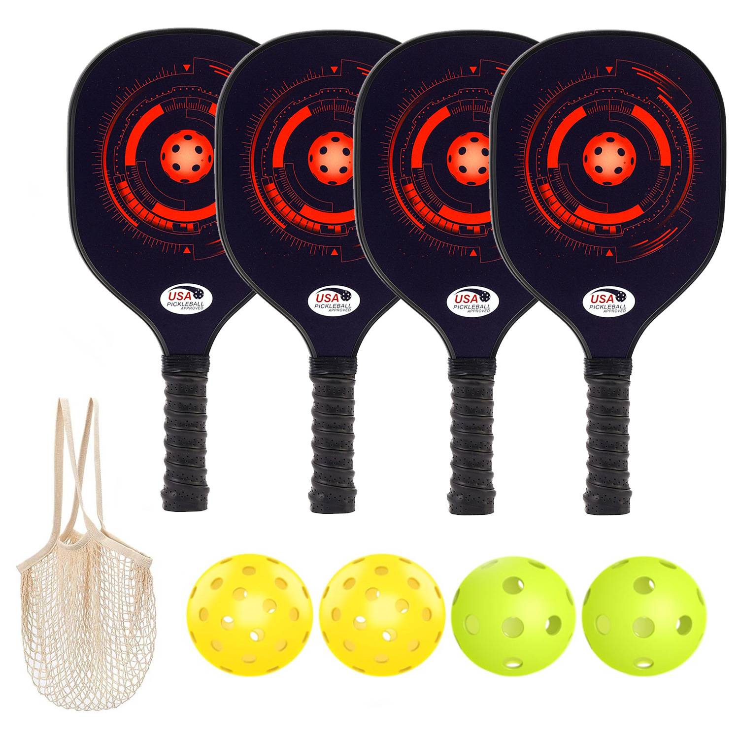 [Nine -layer poplars of poplar worm racket] 4 rackets (border)+4 ball+1 net pocket [Model 7011]